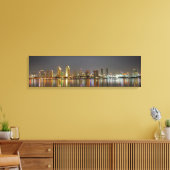 San Diego Skyline op de avond panoramisch canvas (Insitu (Woonkamer))
