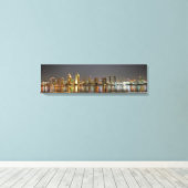 San Diego Skyline op de avond panoramisch canvas (Insitu (Houten vloer))