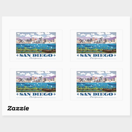 San Diego Skyline Rechthoekige Sticker (Vel)