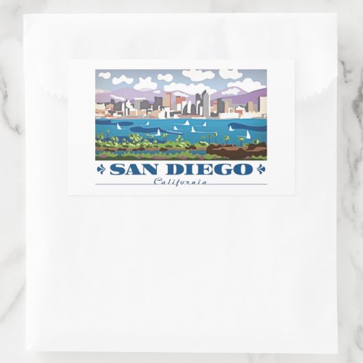 San Diego Skyline Rechthoekige Sticker (Tas)