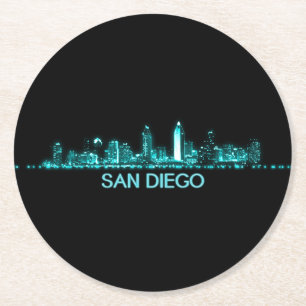 San Diego Skyline Ronde Kartonnen Onderzetter