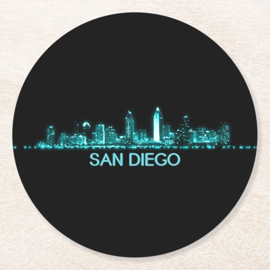 San Diego Skyline Ronde Kartonnen Onderzetter (Voorkant)