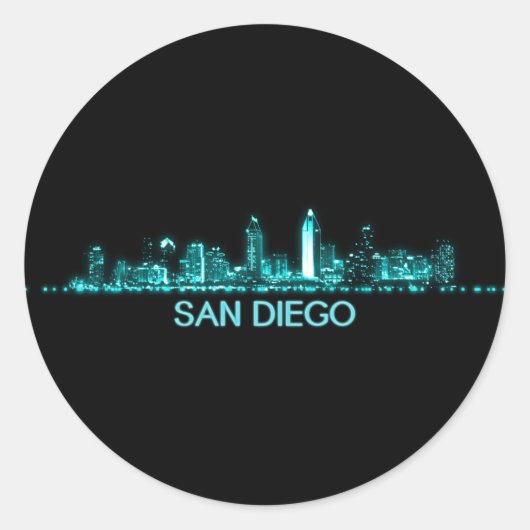 San Diego Skyline Ronde Sticker (Voorkant)