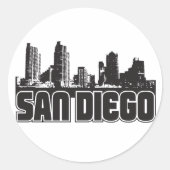 San Diego Skyline Ronde Sticker (Voorkant)