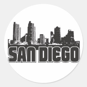 San Diego Skyline Ronde Sticker