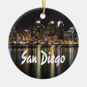 San Diego Skyline 's nachts Keramisch Ornament (Voorkant)