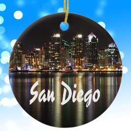 San Diego Skyline 's nachts Keramisch Ornament