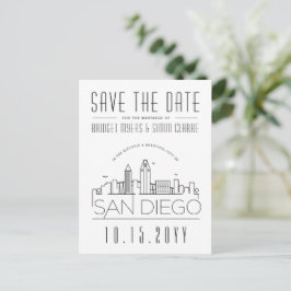 San Diego Skyline Save the Date Borderless Deco Briefkaart