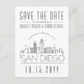 San Diego Skyline Save the Date Borderless Deco Briefkaart (Voorkant)