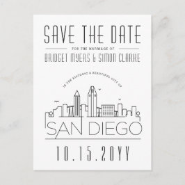 San Diego Skyline Save the Date Borderless Deco Briefkaart