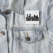 San Diego Skyline Vierkante Button 5,1 Cm (In situ)