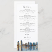 San Diego Skyline Watercolor Destination Wedding Menu (Voorkant / Achterkant)