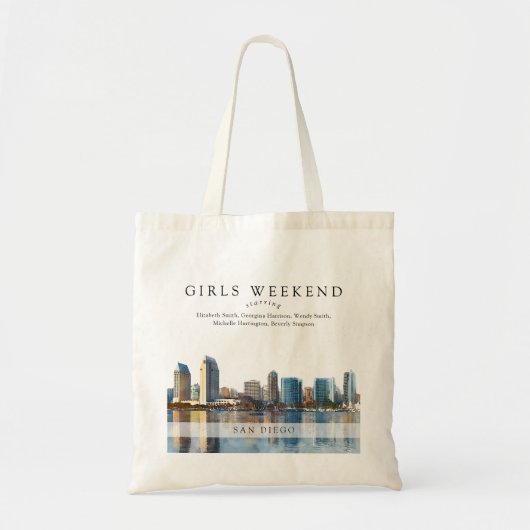 San Diego Skyline Watercolor Girls Weekend Tote Bag (Voorkant)