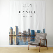 San Diego Skyline Wedding Photo Backdrop Wandkleed (In situ)