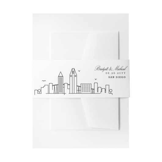 San Diego Skyline Wedding | Uitnodigingen Wikkel (Voorkant Voorbeeld)