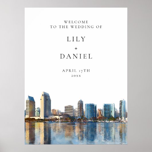 San Diego Skyline Wedding Welcome Sign Poster (Voorkant)