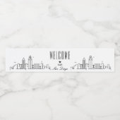 San Diego Skyline | welkomstbericht Waterfles Etiket (Enkel label)