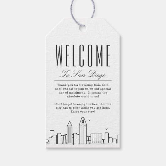 San Diego Skyline | Welkomstberichten — Labels Cadeaulabel (Voorkant)
