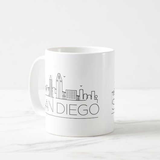 San Diego | Stad gestileerde Skyline Koffiemok (Voorkant links)