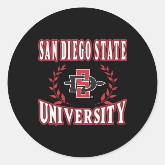 San Diego State Aztecs Laurels Zwart Ronde Sticker (Voorkant)