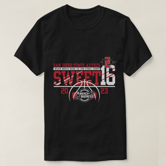 San Diego State Aztecs Sweet 16 2023 Basketball Bl T-shirt (Design voorkant)