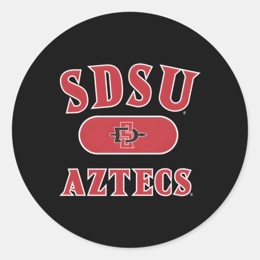 San Diego State Aztecs Varsity Zwart Ronde Sticker (Voorkant)