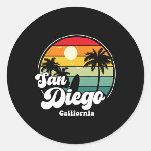 San Diego Strand Californië Surfen Surfer Souvenir Ronde Sticker