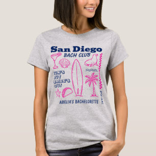 San Diego-strand vrijgezellenfeest Doodle-tekening T-shirt