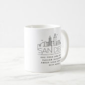 San Diego Stylized Skyline | Aangepaste slogan Koffiemok (Voorkant rechts)
