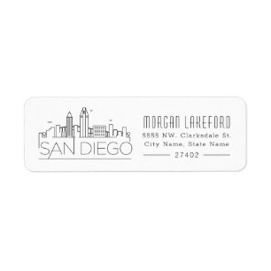 San Diego Stylized Skyline Etiket