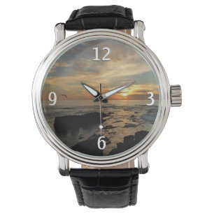 San Diego Sunset I California Seascape Horloge