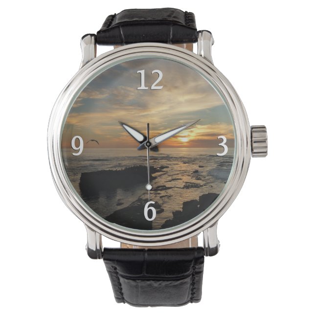 San Diego Sunset I California Seascape Horloge (Voorkant)