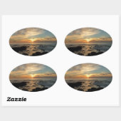 San Diego Sunset I California Seascape Ovale Sticker (Vel)