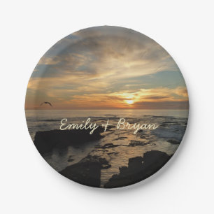 San Diego Sunset I California Seascape Papieren Bordje