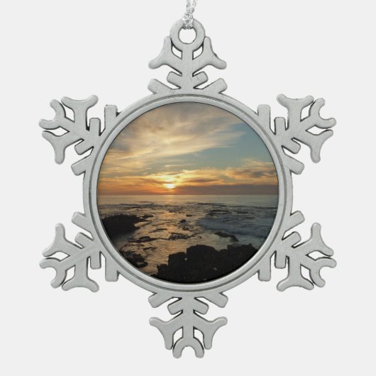 San Diego Sunset I California Seascape Tin Sneeuwvlok Ornament (Voorkant)