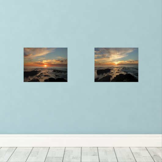 San Diego Sunset II California Seascape Muurkunst Sets (Houten vloer)