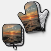 San Diego Sunset II California Seascape Ovenwant & Pannenlap Set (Voorkant / Achterkant)