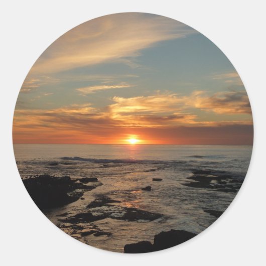 San Diego Sunset II California Seascape Ronde Sticker (Voorkant)