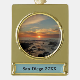 San Diego Sunset II California Seascape Verguld Banner Ornament