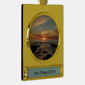 San Diego Sunset II California Seascape Verguld Banner Ornament (Rechts)