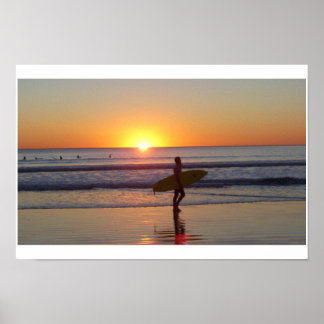 San Diego Sunset met Surfer Poster