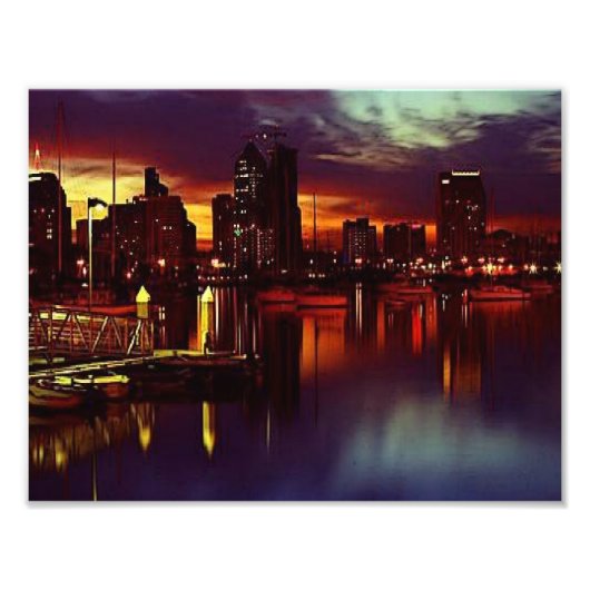 San Diego Sunset Skyline Foto Afdruk (Voorkant)