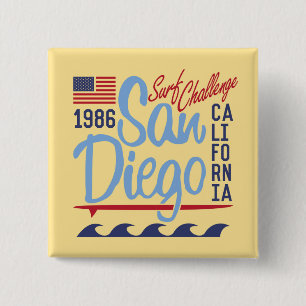 San Diego Surf Challenge 1986 Vierkante Button 5,1 Cm