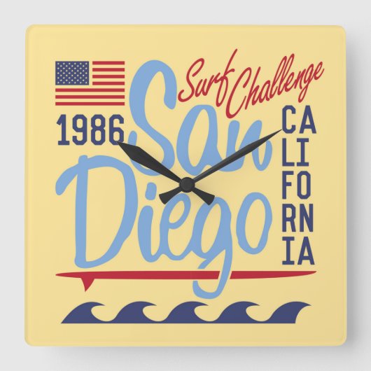 San Diego Surf Challenge 1986 Vierkante Klok (Voorkant)