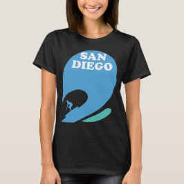 San Diego Surfer Blauwe Golf Retro Reis T-shirt
