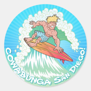San Diego Surfer Ronde Sticker