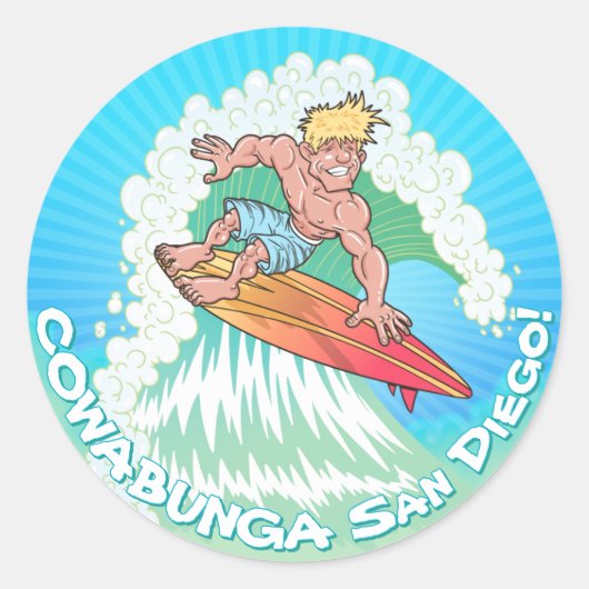 San Diego Surfer Ronde Sticker (Voorkant)