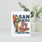 San Diego Surfing Paradise Vintage Briefkaart (Staand voorkant)