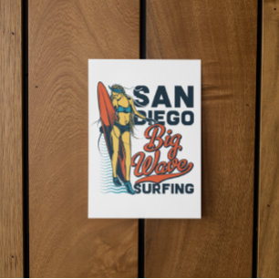 San Diego Surfing Paradise Vintage Briefkaart