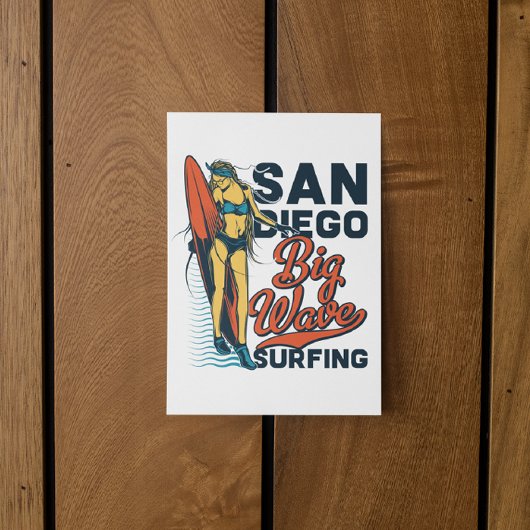 San Diego Surfing Paradise Vintage Briefkaart